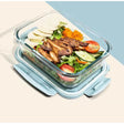 Glass Food Container,1050ml,With Partitions,Leak Proof,For Microwave,Oven, Fridge, Dishwasher safe,Meal Prep, Airtight Containers,Pink,Blue,Clear Lunch Boxes & Bottles Lunch Boxes & Totes