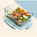 Glass Food Container,1050ml,With Partitions,Leak Proof,For Microwave,Oven, Fridge, Dishwasher safe,Meal Prep, Airtight Containers,Pink,Blue,Clear Lunch Boxes & Bottles Lunch Boxes & Totes