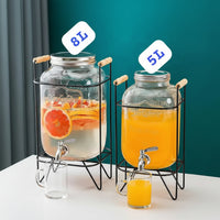 Glass Juice Dispenser with Metallic Stand Available in 5L & 8L Beverage Dispensers