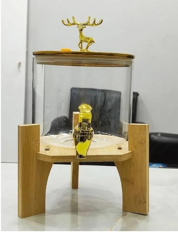 Glass Juice and Beverage Dispenser with Bamboo Stand 5.5 Litres