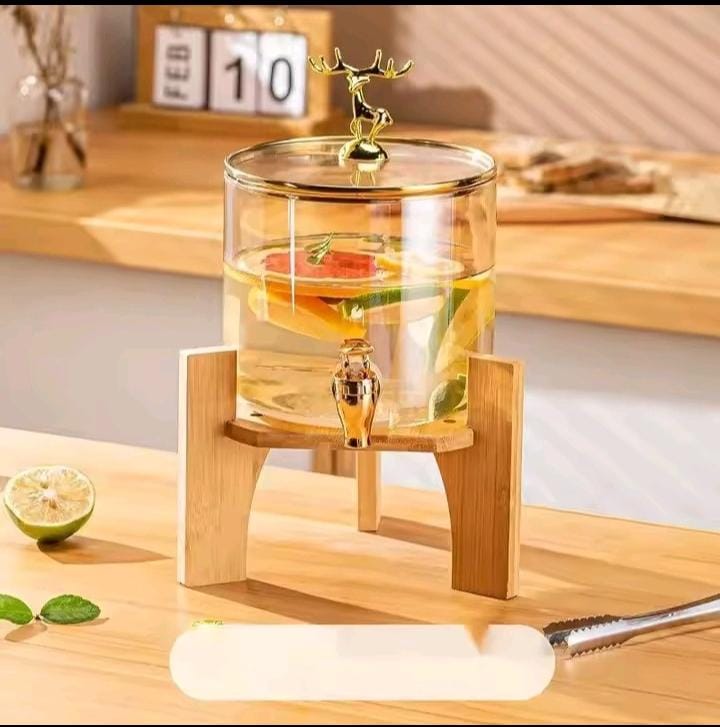 Glass Juice and Beverage Dispenser with Bamboo Stand 5.5 Litres