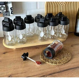 Glass Seasoning Spice Jars with Spoon | 250ml - 7x14cm Kitchen Storage Spice Organizers