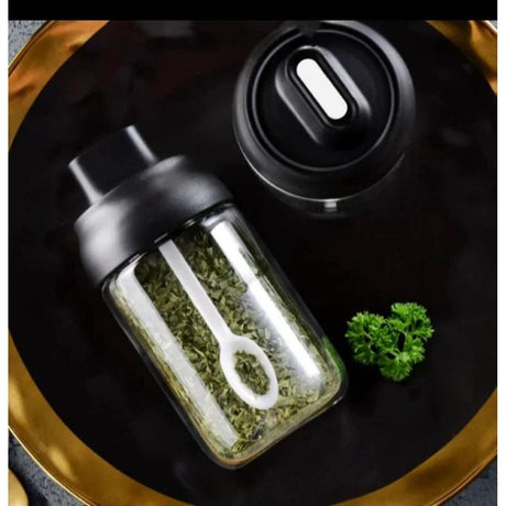 Glass Seasoning Spice Jars with Spoon | 250ml - 7x14cm Kitchen Storage Spice Organizers