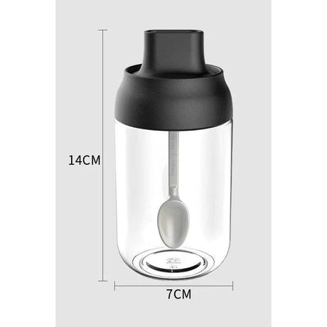 Glass Seasoning Spice Jars with Spoon | 250ml - 7x14cm Kitchen Storage Spice Organizers