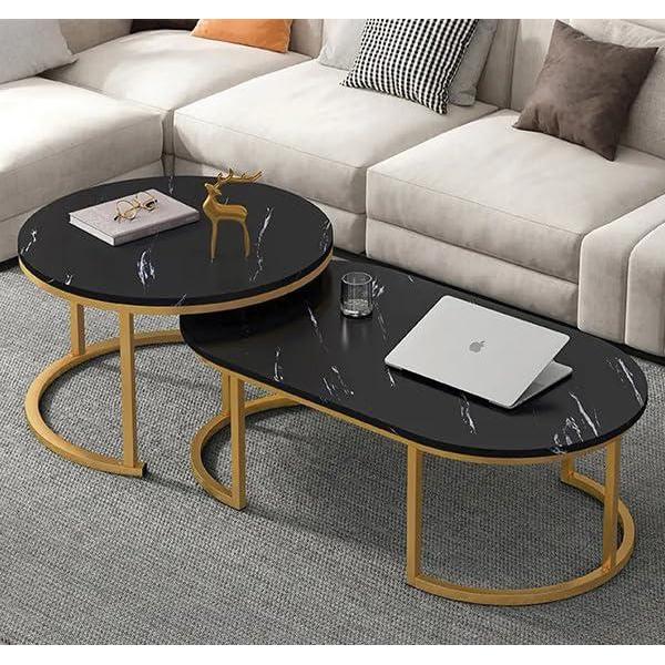 Glass Top Nesting Coffee Table Set (2pcs) | Black | Modern Design | Ideal for living rooms, lounges, or offices