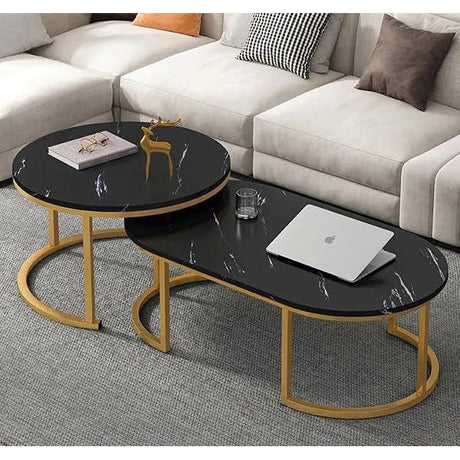 Glass Top Nesting Coffee Table Set (2pcs) | Black | Modern Design | Ideal for living rooms, lounges, or offices