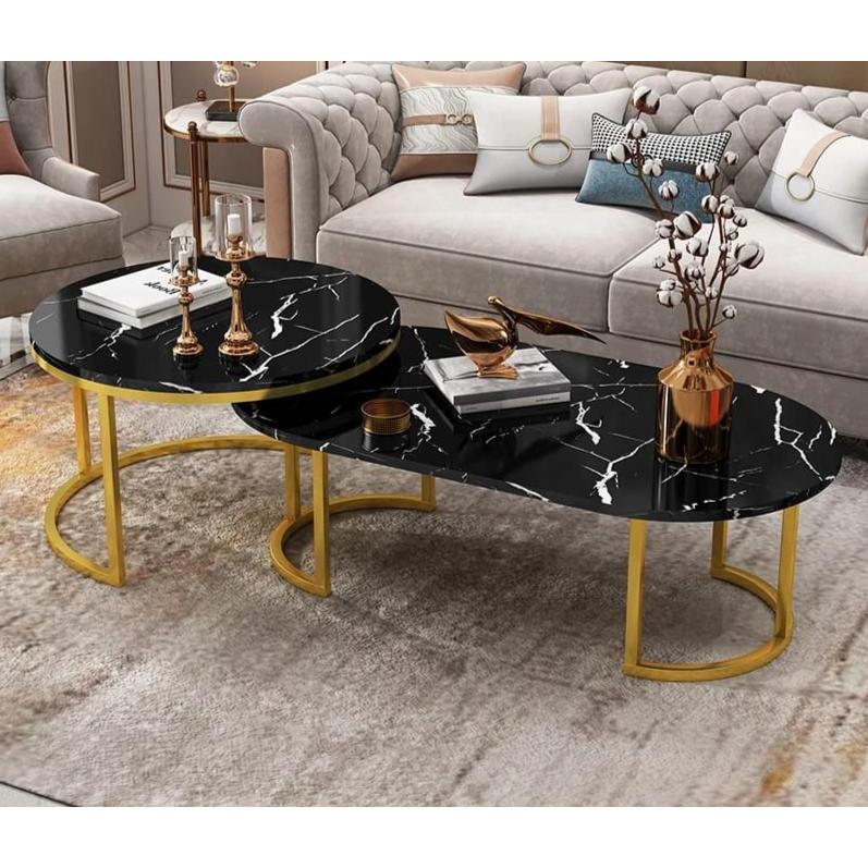 Glass Top Nesting Coffee Table Set (2pcs) | Black | Modern Design | Ideal for living rooms, lounges, or offices