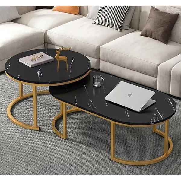 Glass Top Nesting Coffee Table Set (2pcs) | Black | Modern Design | Ideal for living rooms, lounges, or offices