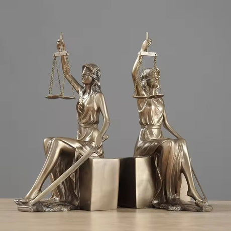 Goddess of Justice Bookends Statues Greek Lady of Justice Bookends