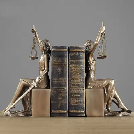 Goddess of Justice Bookends Statues Greek Lady of Justice Bookends