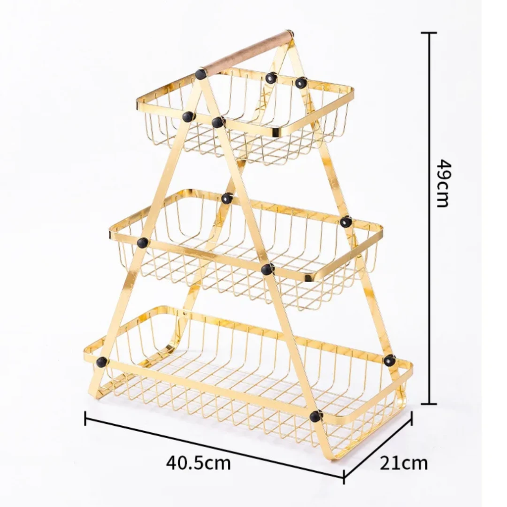 Gold 3 Tier Storage/Fruit Organizer Rack Kitchen Accessories Kitchen Appliance Accessories