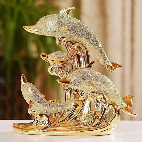 Gold Dolphin Decor Elegant Home Accent