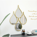Gold Plated Nordic Decor Mirror | Teardrop Shaped Metal Frame Wall Hanging | Elegant Nordic Style for Living Room, Dining Room, Hallway