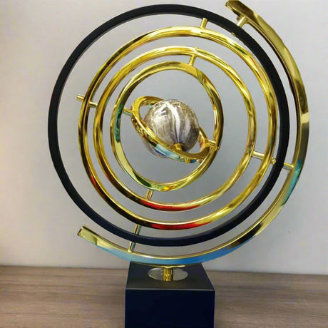 Gold Round Decor | Luxury Metallic & Acrylic Accent Piece | Modern Home & Office Desk Decor