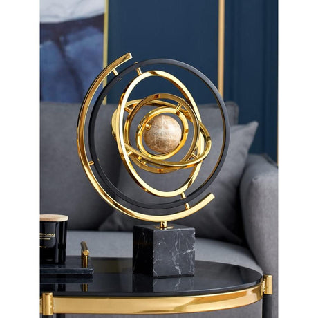 Gold Round Decor | Luxury Metallic & Acrylic Accent Piece | Modern Home & Office Desk Decor