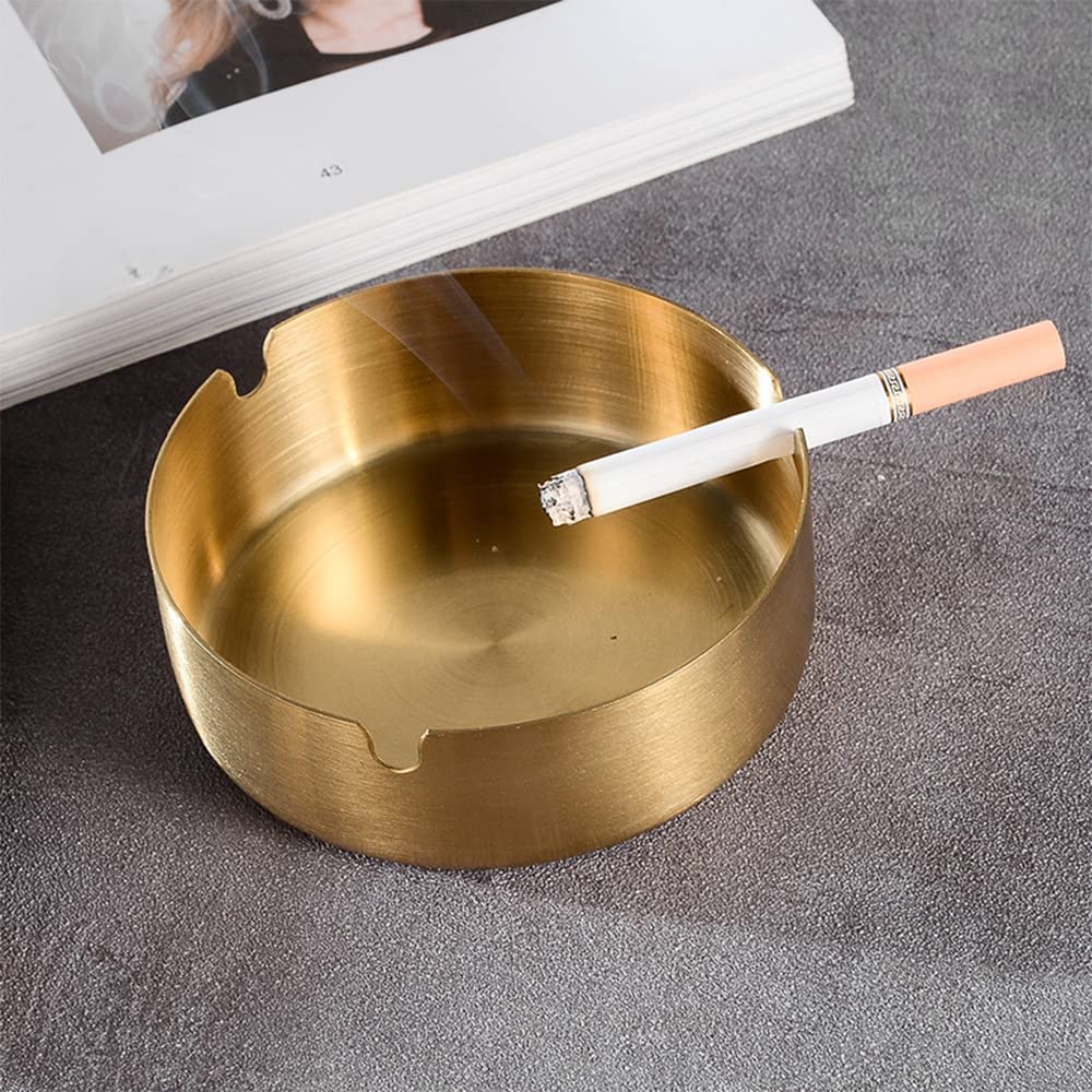 Gold Steel Ashtray 11×11×5.5cm Durable and Stylish