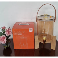 Golden Borosilicate Glass Beverage Dispenser 3.6L with Bamboo Base and Glass Lid Glassware Tableware