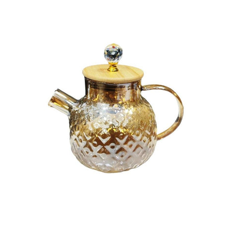 Golden Glass Kettle with Bamboo Lid