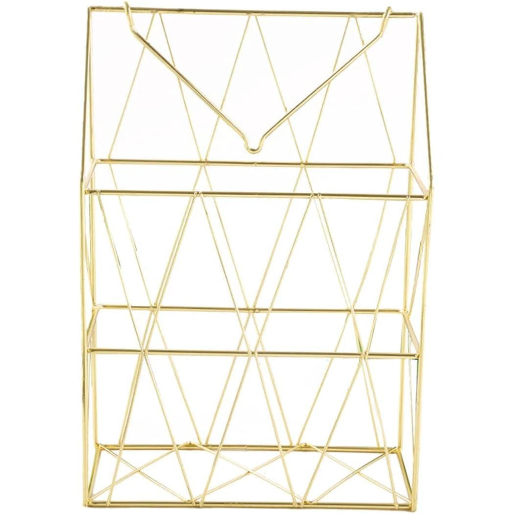 Golden Wall Mounted Magazine Desk Organizer | Stainless Steel | Metal Wire Newspaper Holder Hanging Magazine Rack File Holder Wall Black November Desk Organizers