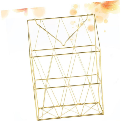 Golden Wall Mounted Magazine Desk Organizer | Stainless Steel | Metal Wire Newspaper Holder Hanging Magazine Rack File Holder Wall