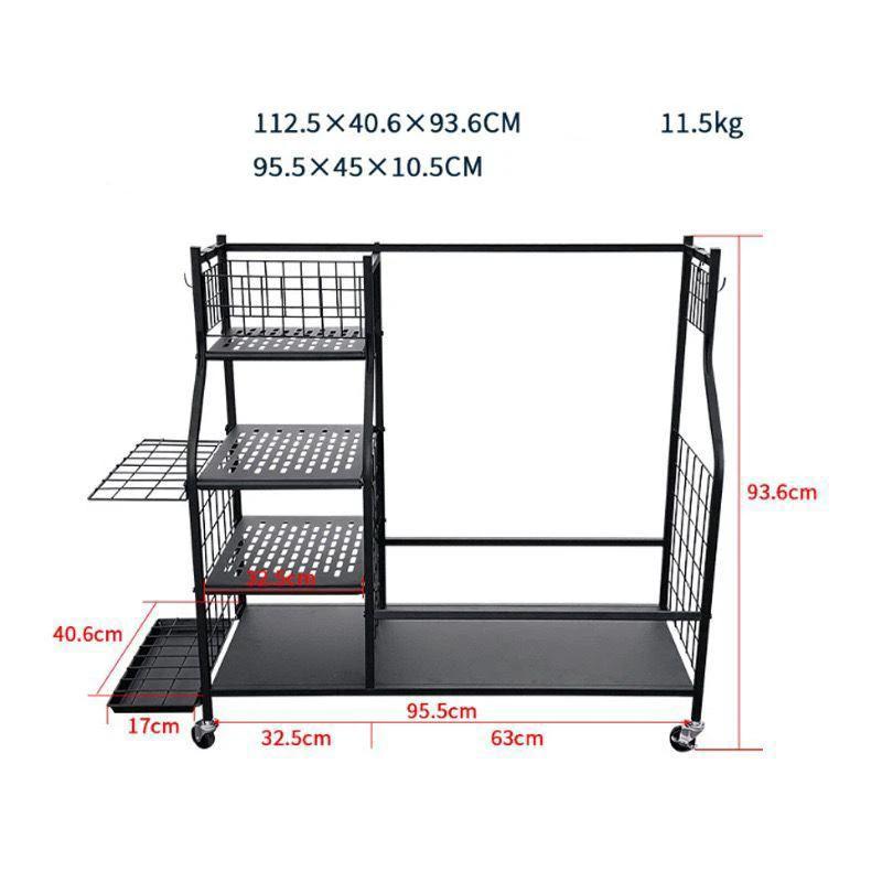Golf Bag & Equipment Storage Organizer Rack | Black Steel, 95.5x40.6x93.6cm. Storage and organization Golf Bag Accessories