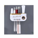 Good Morning Toothpaste Dispenser | 4 Toothbrush Holder with Storage | Upper Storage Compartment