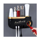 Good Morning Toothpaste Dispenser | 4 Toothbrush Holder with Storage | Upper Storage Compartment