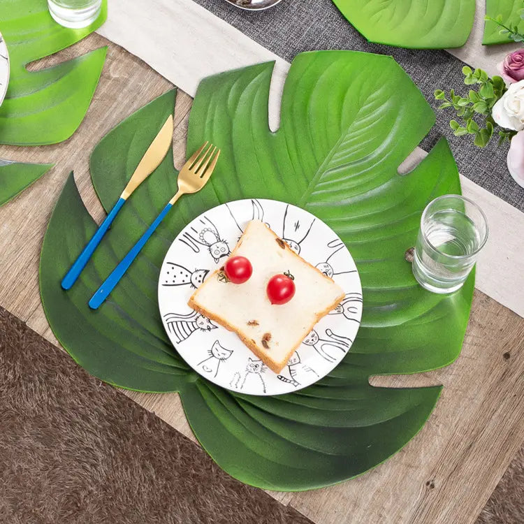 6 piece set Green Leaf Placemats Made from Durable EVA Material