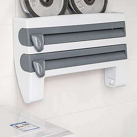 Wall Mount Triple Paper Dispenser for Plastic Wrap & Foil | BPA Free Kitchen Organizer | Available in Grey, Brown, Blue- Furaha Finds Kenya