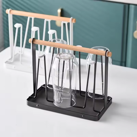 Luxury Iron Cup/Glass Holder Rack | 6 Hangers, Corrosion Resistant- Furaha Finds Kenya