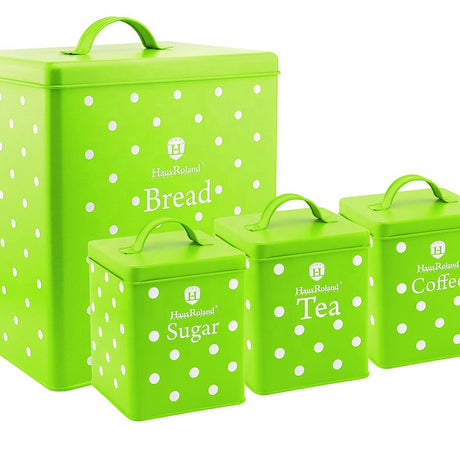 4pcs Metallic Bread, Sugar, Coffee Canister Set