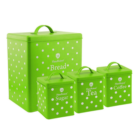 4pcs Metallic Bread, Sugar, Coffee Canister Set