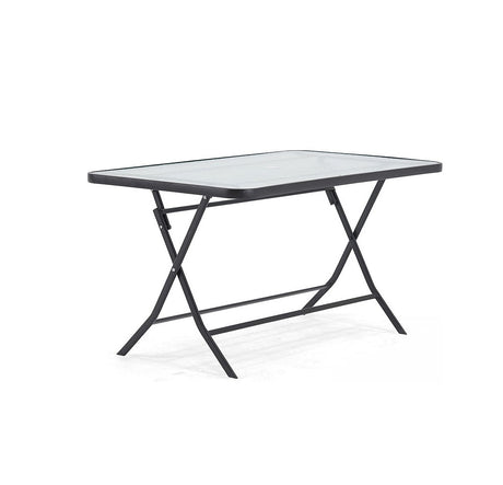 Furaha Finds high quality foldable outdoor dining table with tempered glass top portable stylish and perfect for patios gardens and picnics