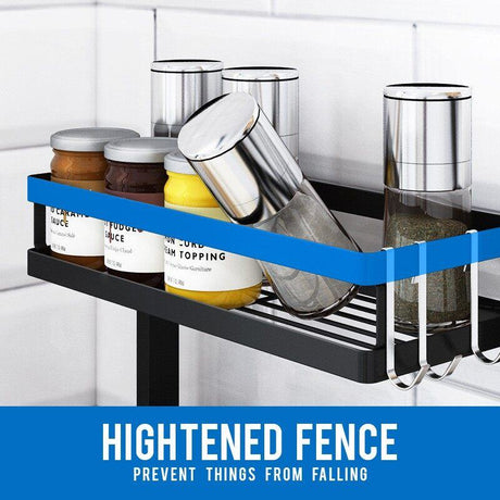 Multifunctional 3 Tier Stainless Steel Spice Rack | Kitchen Countertop Seasoning Organizer with Condiment Jars Storage | L32 x W21 x H60.5 cm- Furaha Finds Kenya