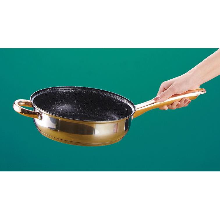 12 Piece Kaisavilla Stainless Steel Cookware Set | Induction Compatible | Thick Bottom & Marble Coating | K-Gold Plate Knob & Handle- Furaha Finds Kenya