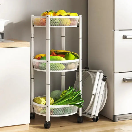 360° Foldable Rotating Multi Layer Vegetable/Fruit Rack White & Black- Furaha Finds Kenya