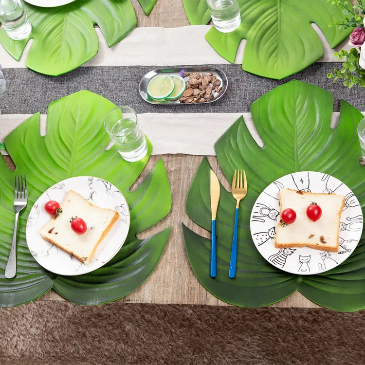6 piece set Green Leaf Placemats Made from Durable EVA Material