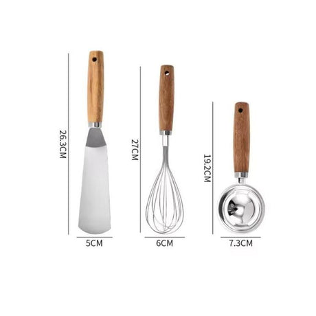 Set of 3 Baking Tools | Egg White Separator, Whisk, Cake Spatula with Wood Handle & Stainless Steel- Furaha Finds Kenya