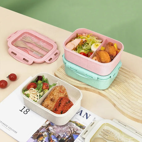 Bento Lunch Box with 2 Compartments and Spoons- Furaha Finds Kenya