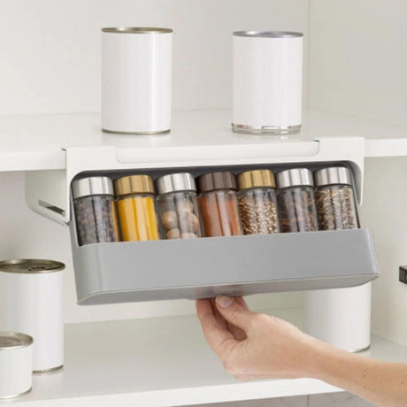 7pc Under Shelf Spice Holder Rack | Kitchen Spice Organizer | Non Perforated Seasoning Storage Solution- Furaha Finds Kenya