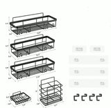 6-Piece Set Shower Caddy Organizer Shelf | Rustproof Stainless Steel Bathroom Organizer with Adhesive - No Drill, Large Capacity Storage