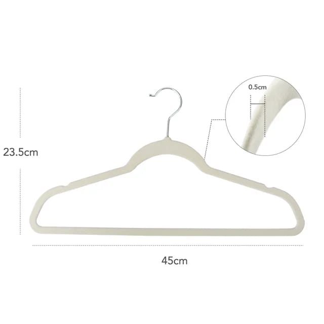 10pcs Set Plastic Luxury Velvet Antislip Hangers | Grey, Pink, Cream - Non-Slip Closet Hangers