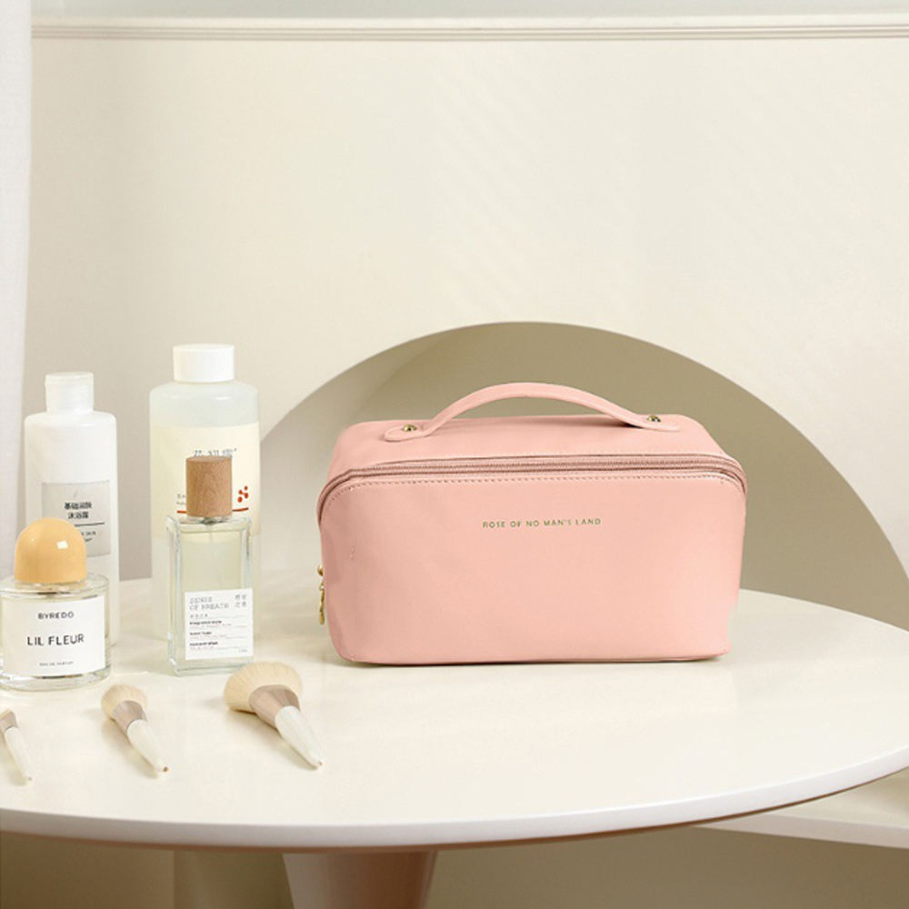 Large Women’s PU Leather Cosmetic Bag | Portable Makeup & Toiletries Organizer