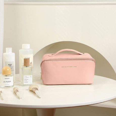 Large Women’s PU Leather Cosmetic Bag | Portable Makeup & Toiletries Organizer