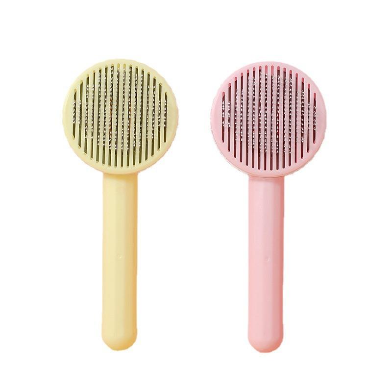 Self Cleaning Pet Comb | Stainless Steel Grooming Brush. Available in White, Pink, Blue, Grey, Green, and Yellow