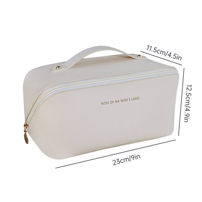 Large Women’s PU Leather Cosmetic Bag | Portable Makeup & Toiletries Organizer