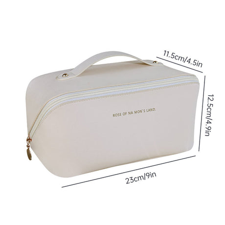 Large Women’s PU Leather Cosmetic Bag | Portable Makeup & Toiletries Organizer