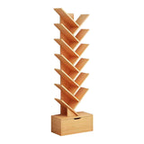 Furaha Finds Tree Bookshelf with Lower Drawer Bamboo design, dark brown & white finish,158cm height,space saving book storage for home and office use.
