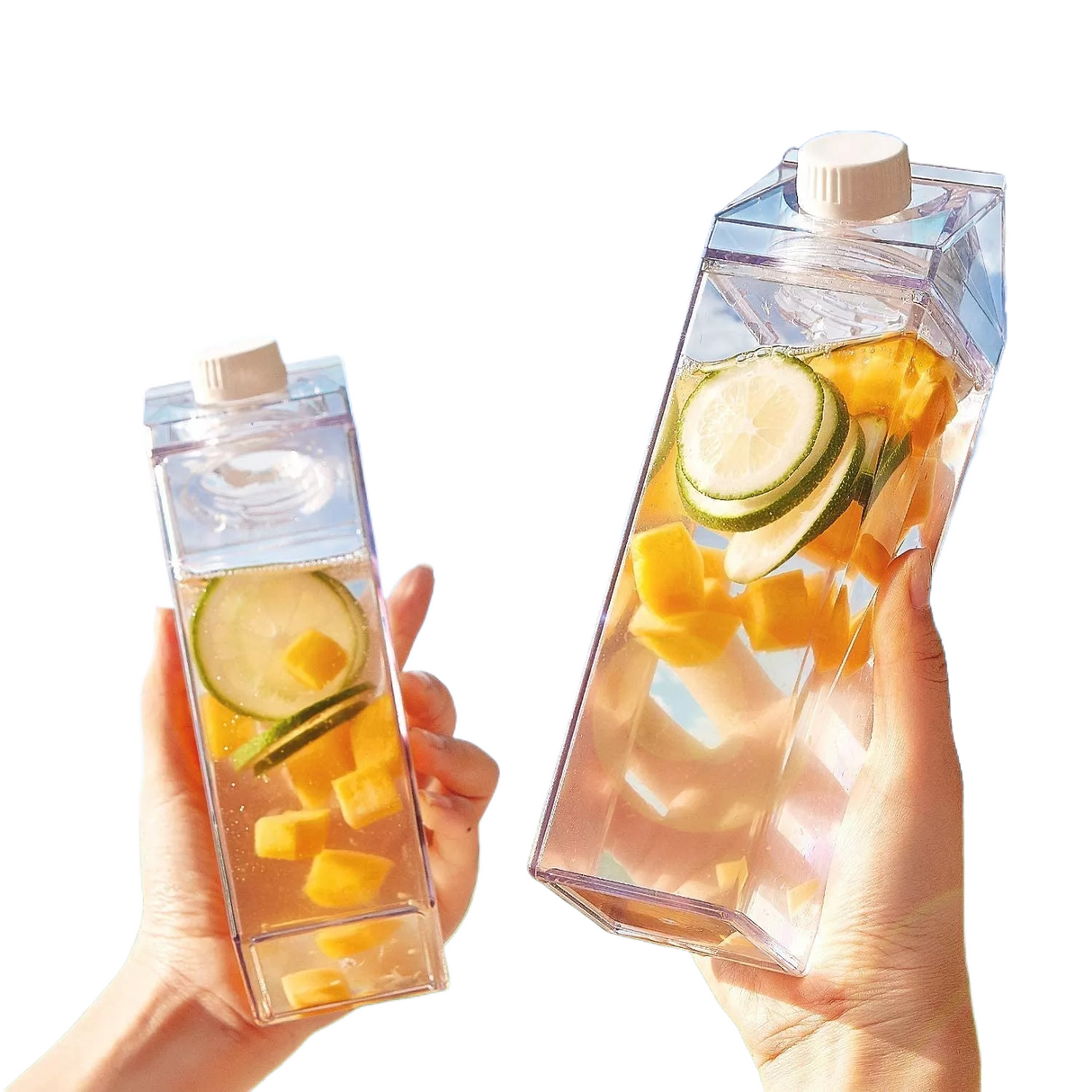 Milk Water Bottle 500ml Large Capacity Outdoor Drinking Jug for Juice and Tea BPA-Free Clear Square Plastic Portable Bottle