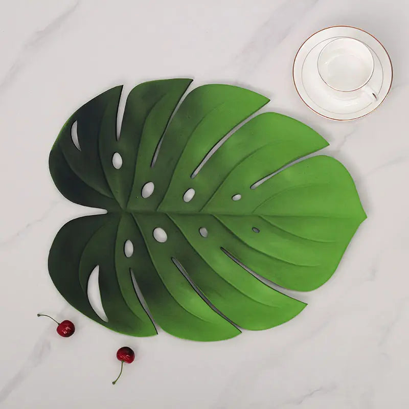 6 piece set Green Leaf Placemats Made from Durable EVA Material